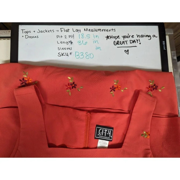 City Triangles 11 VTG 90s Y2K Knee Length Dress Embroidered Floral Square Neck - Picture 7 of 7